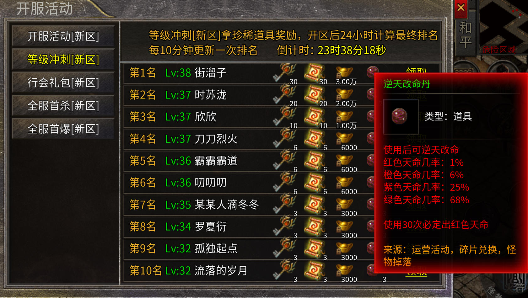 等级冲刺榜